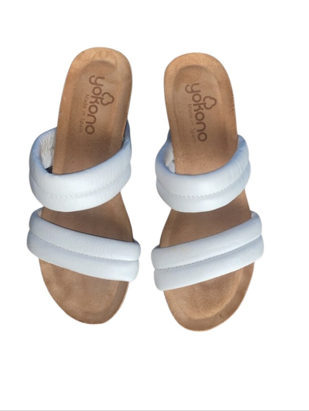 Yokono white leather slide wedges size 6.5